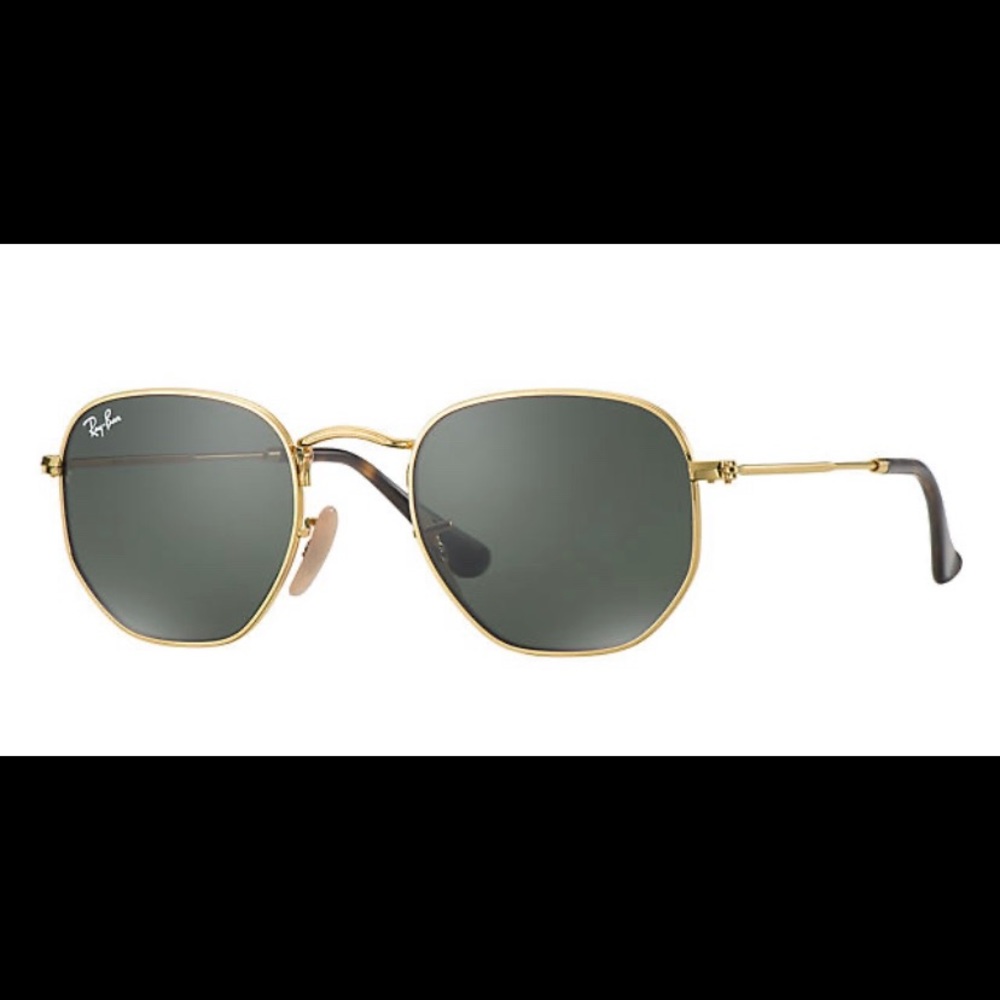 Ray ban hexagonal flat lenses green lens gld frame
